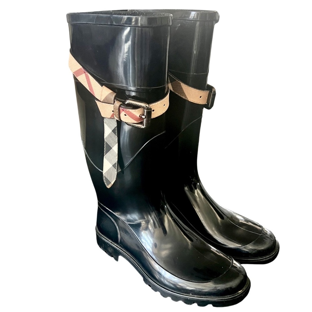 Pre-Owned Authentic Burberry Women's Nova Belt Rainboots - Size 37 - Picture 5 of 15